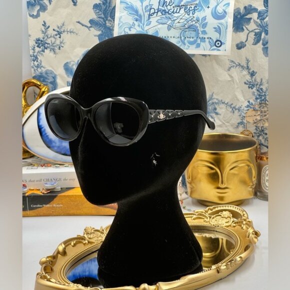 🆕 VIVIENNE WESTWOOD 🧿NWOT VW805 03  Black Glitter Acetate Cat Eye Sunglasses - Picture 5 of 15